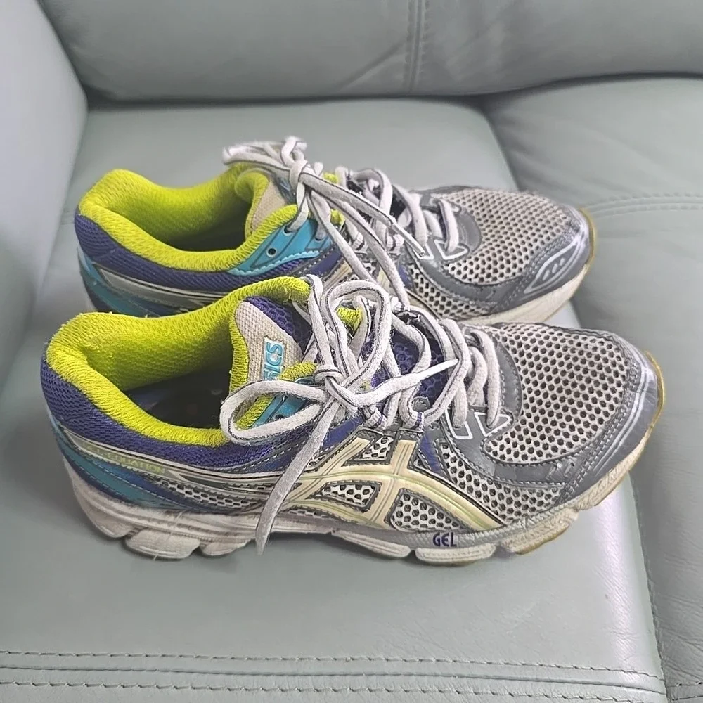 ASICS Gel-Equation Women's Size 6.5 Gray Blue Purple Athletic‎ Shoes T2D7N